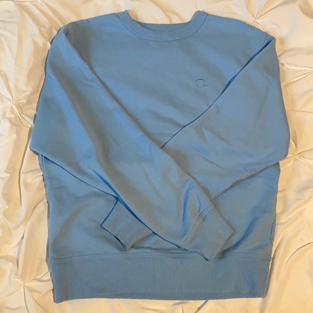 baby blue champion sweatshirt